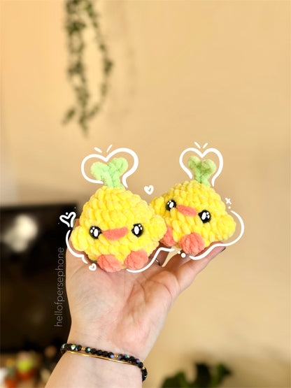 amigurumi poussin jaune avec petite pousse plante kawaii crochet